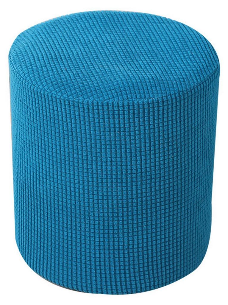 Hockerüberzug, einfarbig, staubdicht, elastisches Einfassband, dehnbarer Polyester-Fußhockerüberzug, quadratisch/rund, für den täglichen Gebrauch