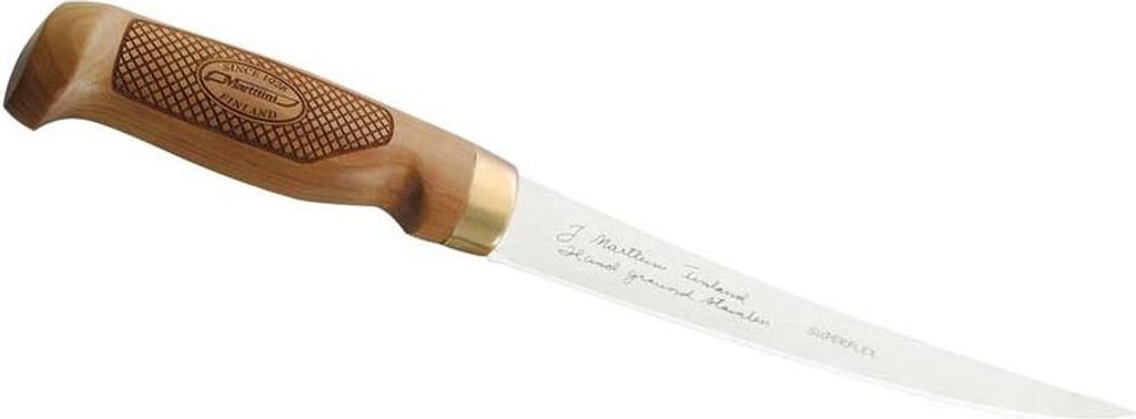 Marttiini Filetiermesser Classic Superflex, Klinge 19 cm,, Birkenholz, Lederscheide