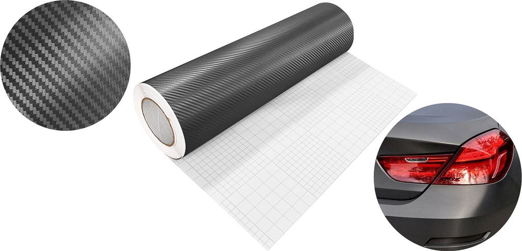Carbon Folie 50x300 cm - Carbon 3D Graphit - Carbonfolie matt mit Luftkanal-Kleber und UV-Schutz - Selbstklebend Autofolie für Innen und Außen - ...