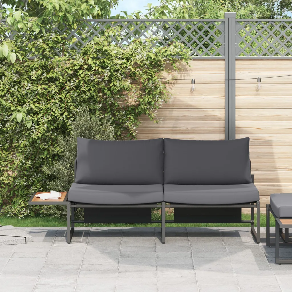 Canapé de jardin ZMH anthracite avec coussins épais et confortables