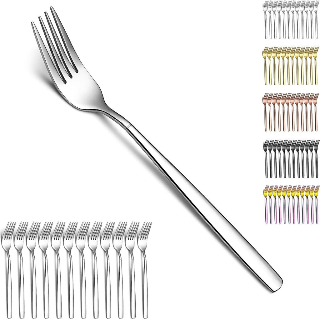 Tafelgabeln von 12 Stück, Edelstahl Modernes Speisegabel-Set, Gabeln und Löffel Besteck, ideal für Zuhause, Restauroom, Hotel, Hochzeit, Party, ...