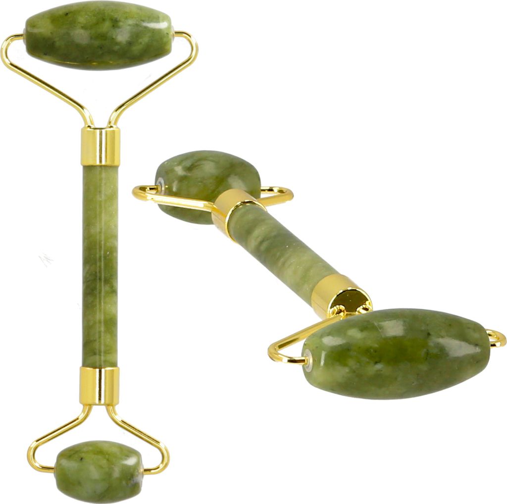 Lantelme Jade Stein Massagegerät Doppelroller für natürliche Entspannung strahlende Haut Körper Hals Gesicht Massage Pflege Jaderoller