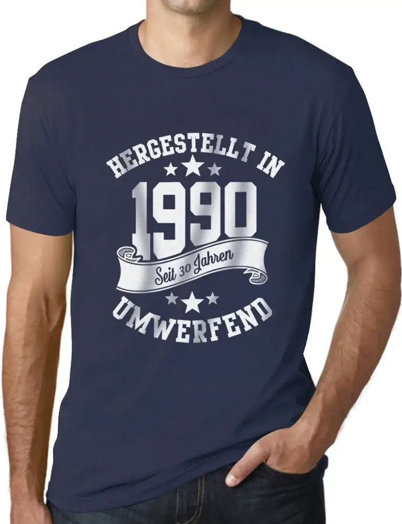 Herren Grafik T-Shirt Hergestellt In 1990 Geschenk 34. Geburtstag Jahrestag 34 Jahre Jubiläum 34 Jährige Mann Jahrgang 1990 Kurzarm Lustige Druck