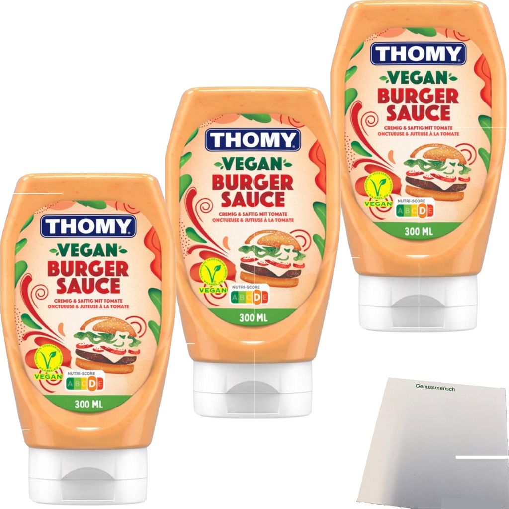 Thomy Vegan Burger Sauce 3er Pack (3x300ml Flasche) + usy Block