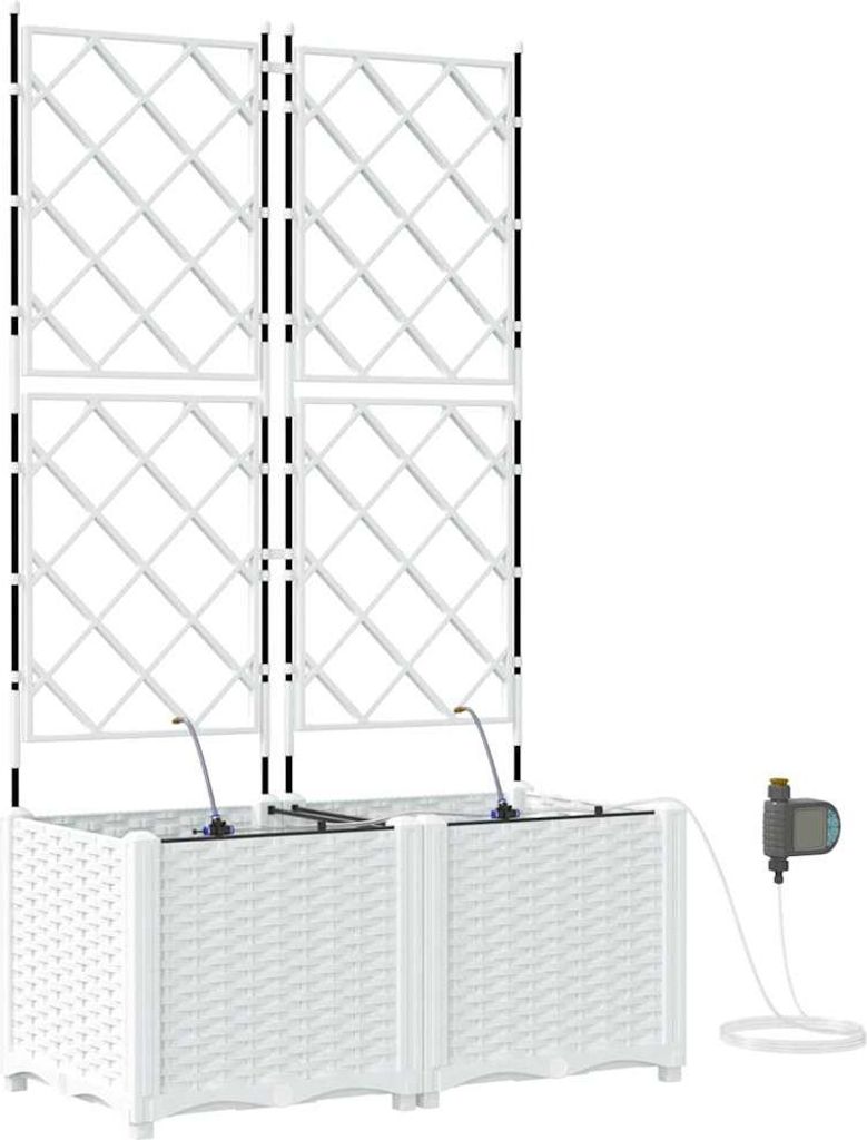 vidaXL Garten-Pflanzgefäß 2 pcs Weiß 80 x 40 x 142 cm Kunststoff