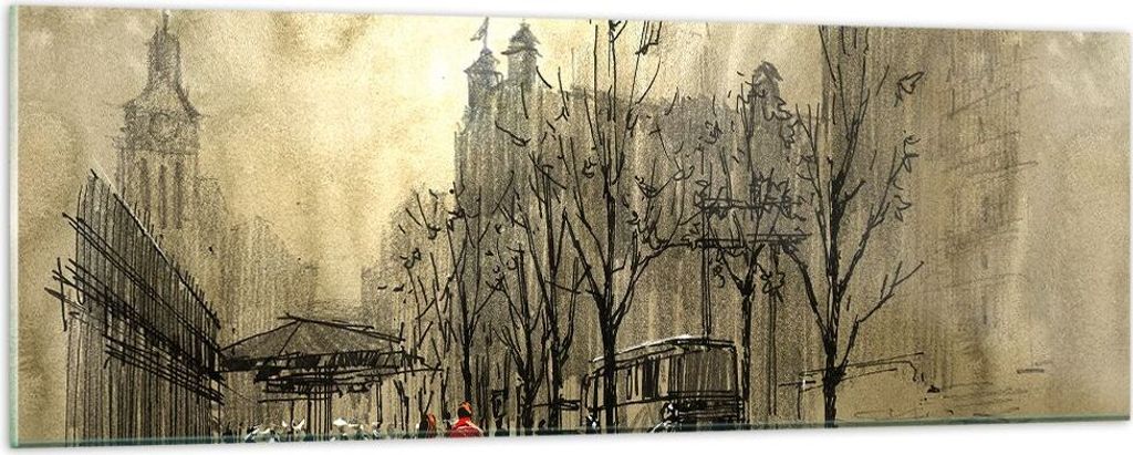 Bilder auf glas - Stadt Frau Geliebte - 90x30cm - Glasbilder - Wandbilder - Kunstdruck - zum Aufhängen bereit - Wanddekoration aus Glas - Glas Bil...