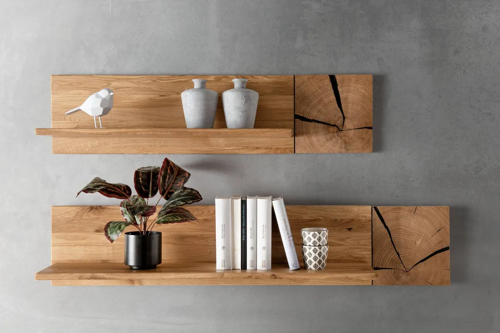 Étagère murale bois marron Wandboard KM-0660 - Tablette déco 124 cm