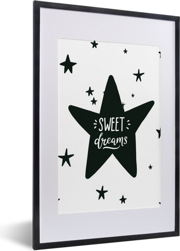 MuchoWow MuchoWow Gerahmtes Poster Zitat - Sterne - Kind - Jungen - Mädchen - Baby 40x60 cm - Poster mit zchwarzem Bilderrahmen - Poster in Ra...