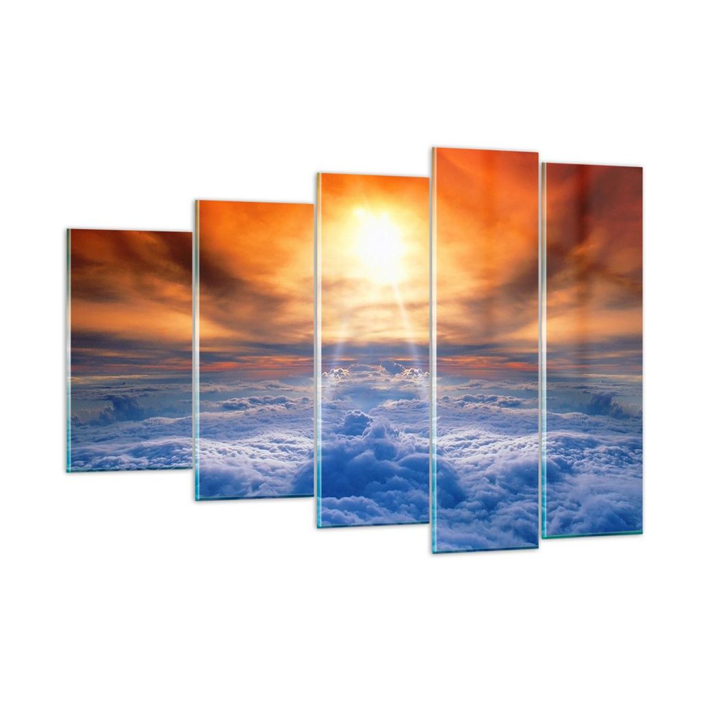 Bilder auf glas - Himmel Wolken Sonnenstrahlen - 150x100cm - Glasbilder - Wandbilder - Kunstdruck - zum Aufhängen bereit - Wanddekoration aus Glas...