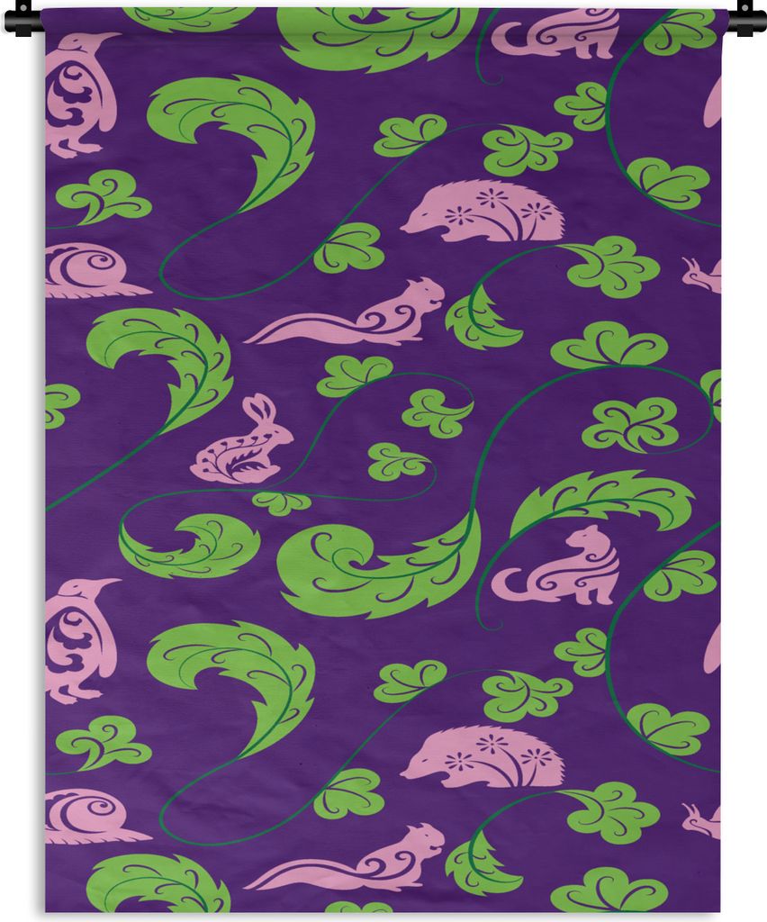 MuchoWow Wandteppich Wandbehang Blätter - Tiere - Muster 90x120 cm Tapisserie Dekoration Wandtuch - Wanddeko