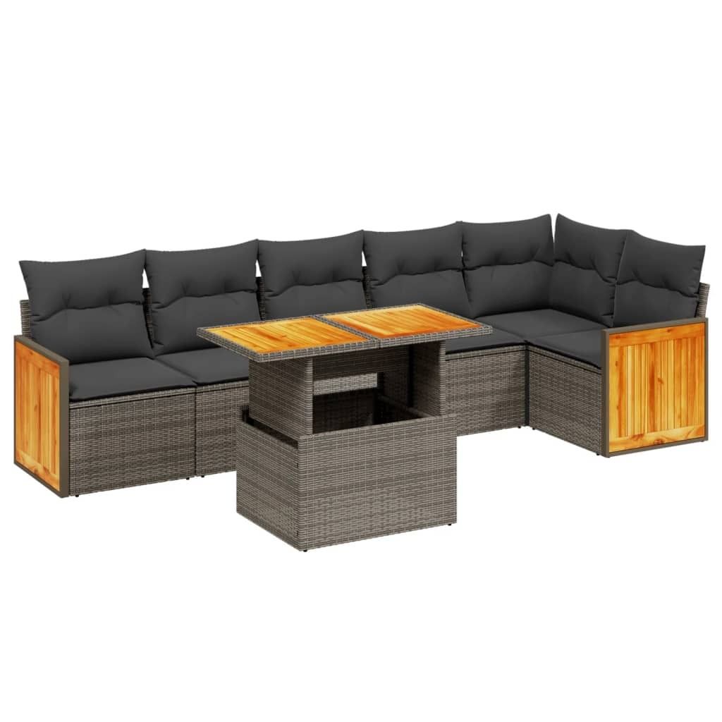 "im Sonderangebot" 7-tlg. Garten-Lounge-Set - elegantes Design - Sitzgruppe/Gartengarnitur - mit Kissen Grau Poly Rattan - Terassenmöbel DEMöbel3...