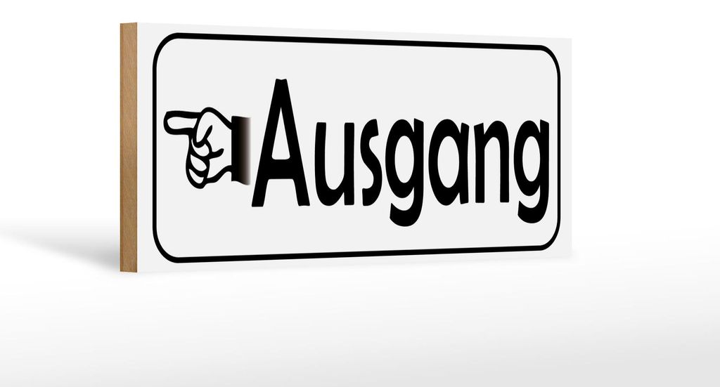 Holzschild Ausgang links 27x10cm Exit Wegweiser in weis
