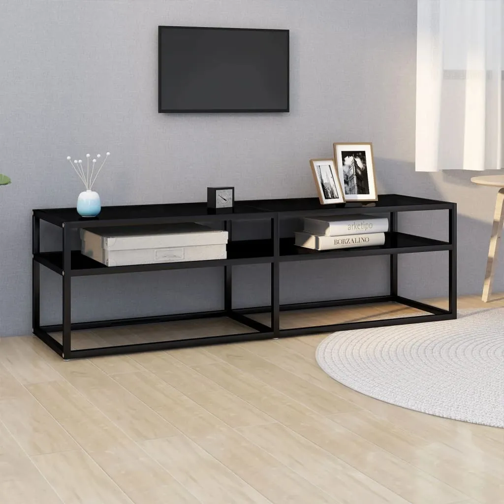 Porta TV 140x40x40,5 cm Vetro Nero Temperato Living Store | Offerta