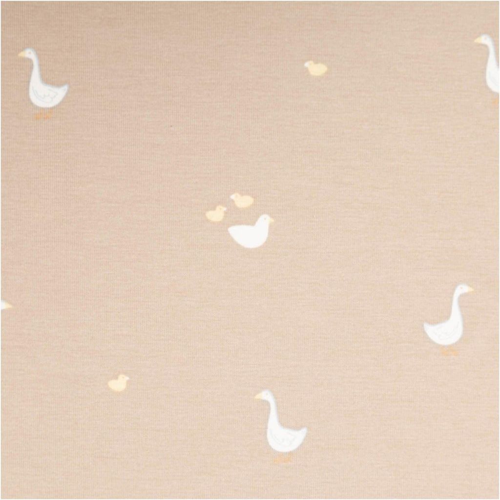 Baumwolljersey Gänse sand /weiß 1,45 m – Jersey Stoff