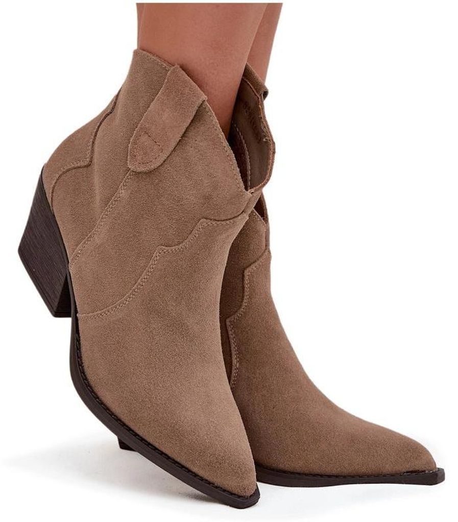 Slip-on Damen Cowboy-Stiefeletten Aus Natürlichem Wildleder Produktbild 