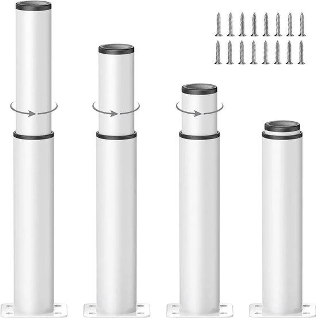 Pieds de meuble réglables pour surélever buffet ou lit blanc, 18-28cm
