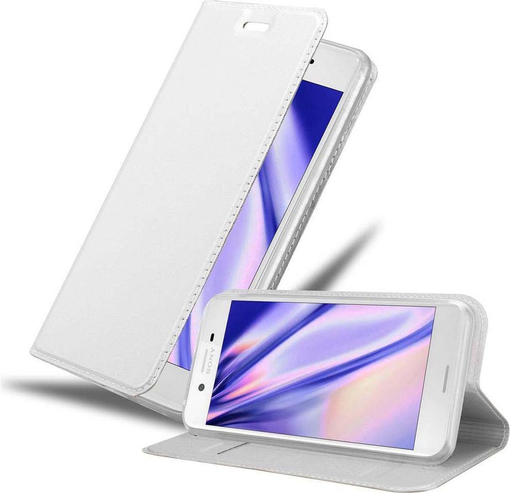 Cadorabo Handyhülle für Sony Xperia X Schutz Hülle in Silber Cover Etui Book Case Booklet