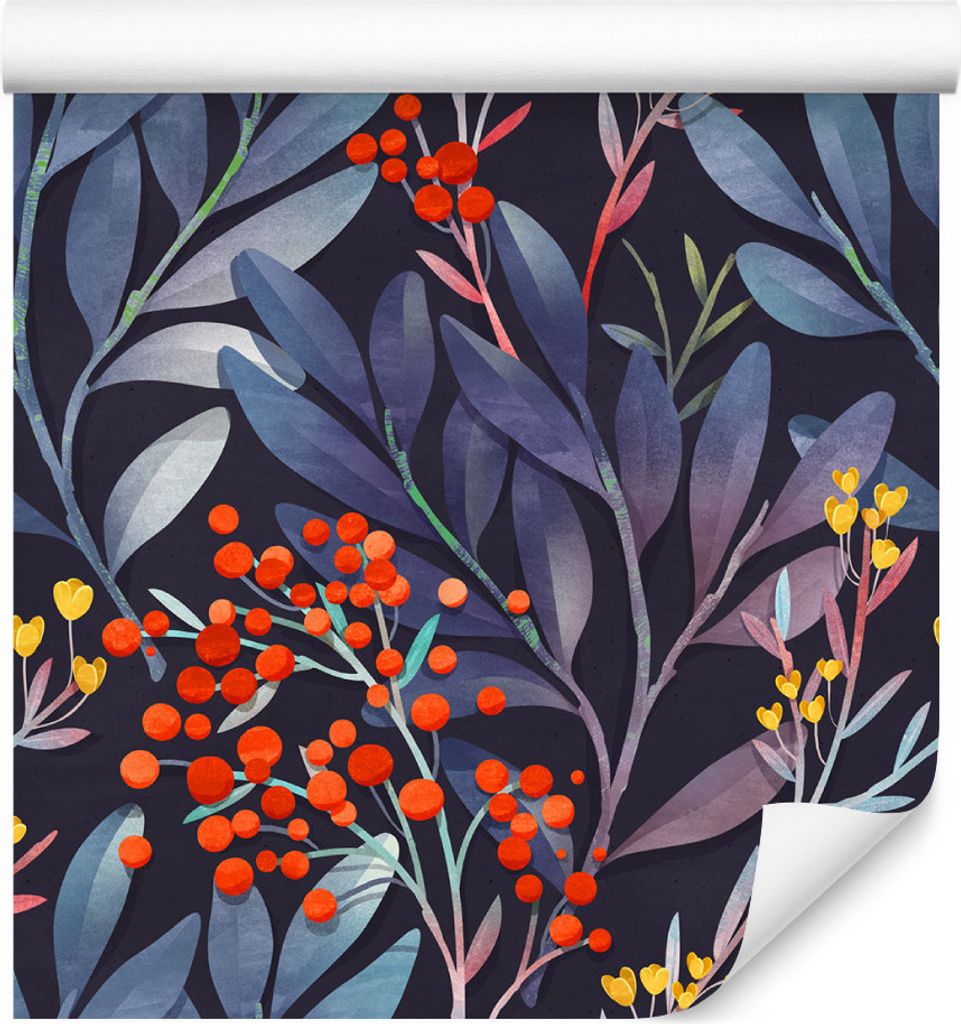10m VLIES TAPETE Rolle Natur Blumen Bltter Frchte Aquarell Gemalt XXL