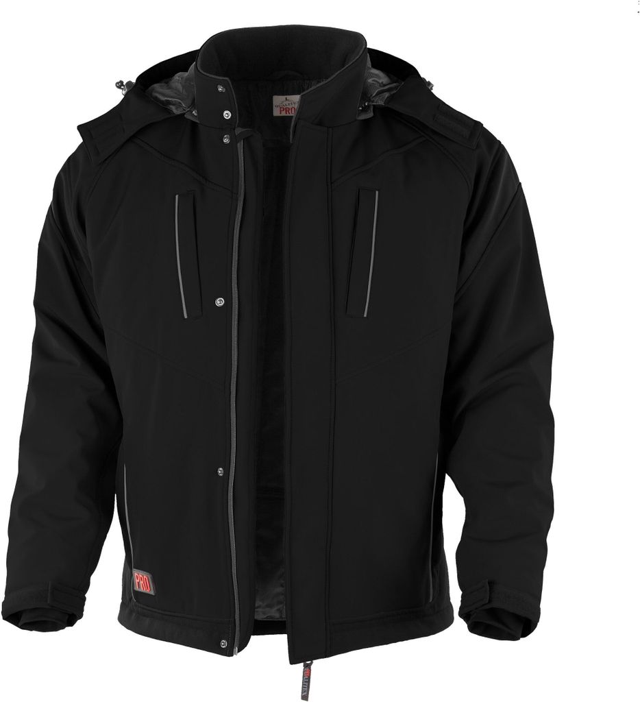Qualitex Softshelljacke - Herren Softshell Winterjacke – wasserabweisend, warm, mit Kapuze - in Farbe: schwarz - Herren: M - Damen: 40