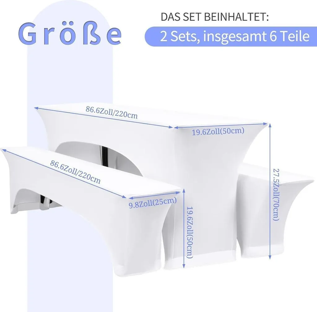 Copritavolo Elasticizzato Bianco Impermeabile 220 cm | Kit Eventi 3 Pezzi - 2