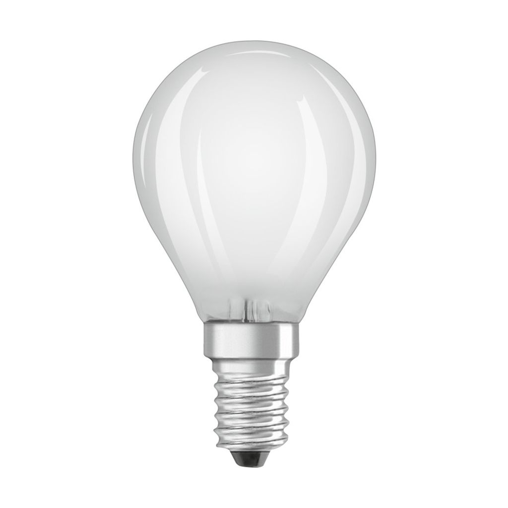 A single frosted light bulb with a silver screw base is shown against a white background.