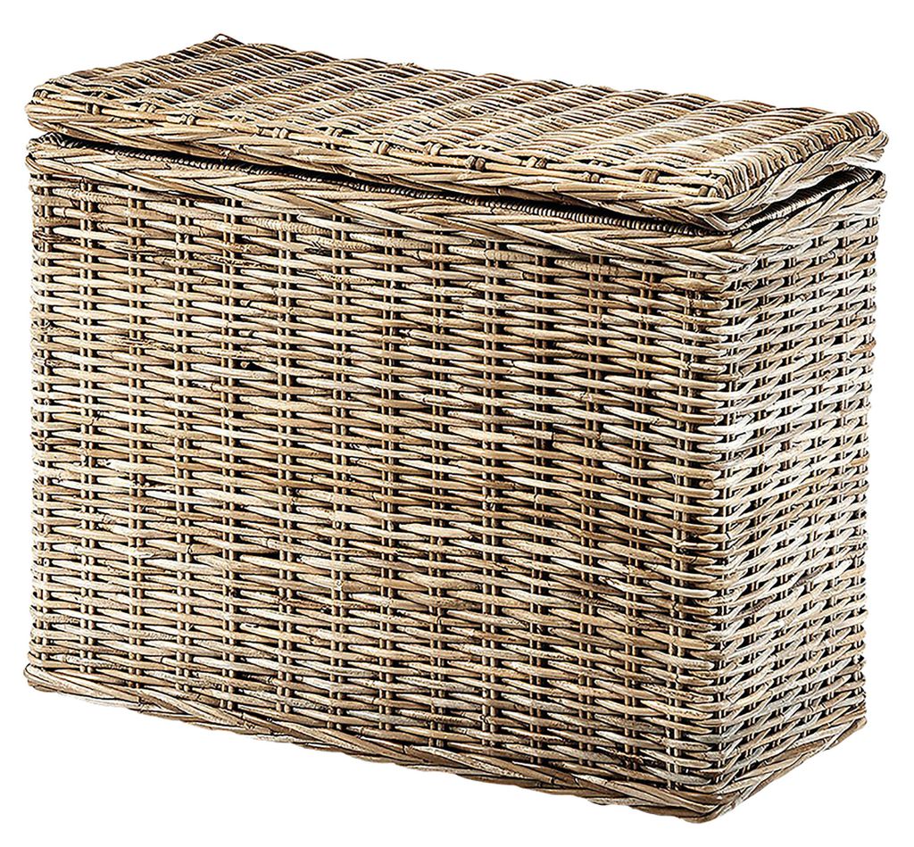 Kobolo Wäschesortierer Wäschesammler - 3 Fächer - Rattan Kubu grau - mit Textilinnenfutter - Sortierer Wäschesack Laundry bin basket Home Room