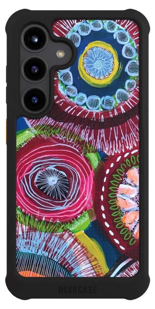NIVOCASE Hülle für Samsung Galaxy S24 Stoßfeste Handyhülle NIVOmax Case Schwarz Farbe Malerei bunt