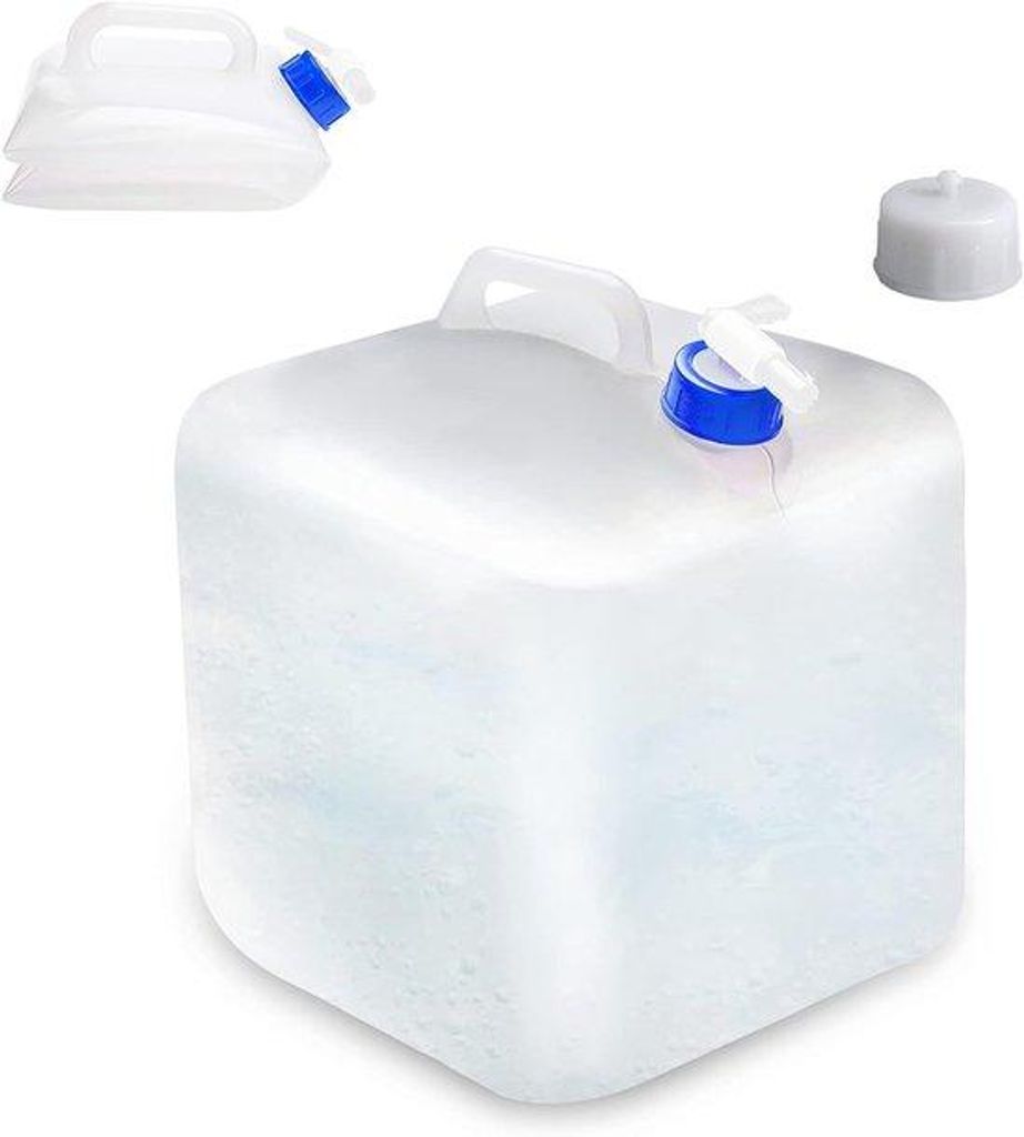 portablee Kunststoff-Trinkwasserbehälter mit Sprühkopf – für Picknick, Camping, Barbecue und Angeln – 5 Liter – 18*18*22,5 cm