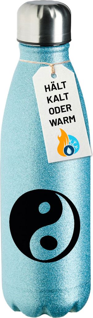 Huuraa Trinkflasche Yin und Yang Taoismus 500ml Blue Edelstahl Wasserflasche Trinkflasche Geschenkidee