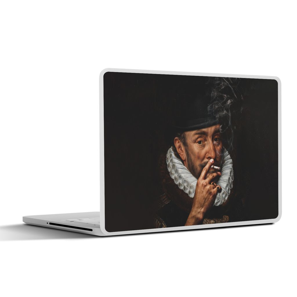 MuchoWow Laptop Aufkleber Sticker Cover Wilhelm von Oranien - Adriaen Thomasz - Zigaretten 25x18 cm - Laptop-Deko