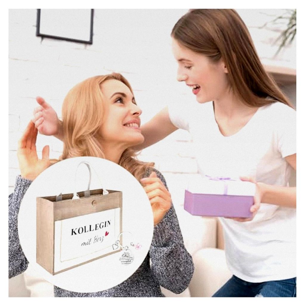 Geschenk für Kollegin - Jutetasche mit Metall-Schlüsselanhänger, Geschenke für Kolleginnen, Abschiedsgeschenk für Kollegen, Dankeschön-Gesche...