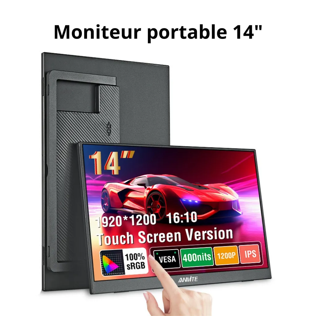 Moniteur Portable 14" Anti-Reflets 16:10 - Doublez votre Écran de Laptop