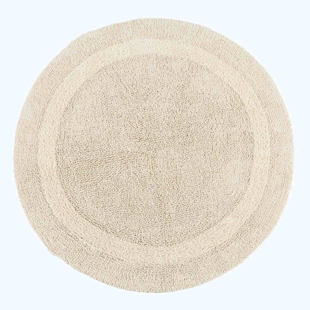 HOMESCAPES Runde Battematte creme 80 cm aus 100% Baumwolle