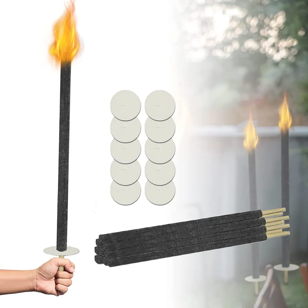 Torches de Feu Longue Durée 100 Min avec Protection Anti-Goutte x50