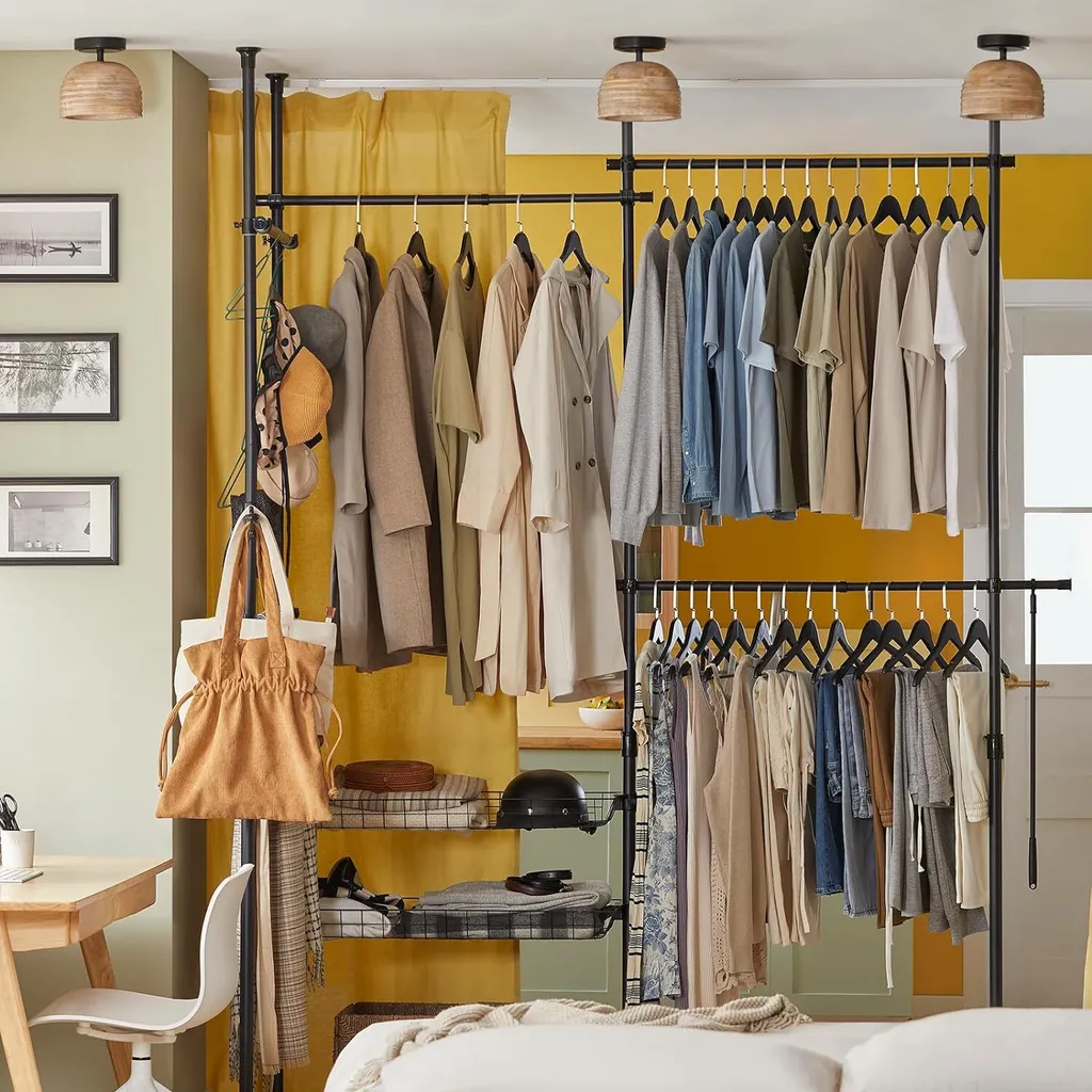 Dressing télescopique modulable avec 5 barres de penderie métal