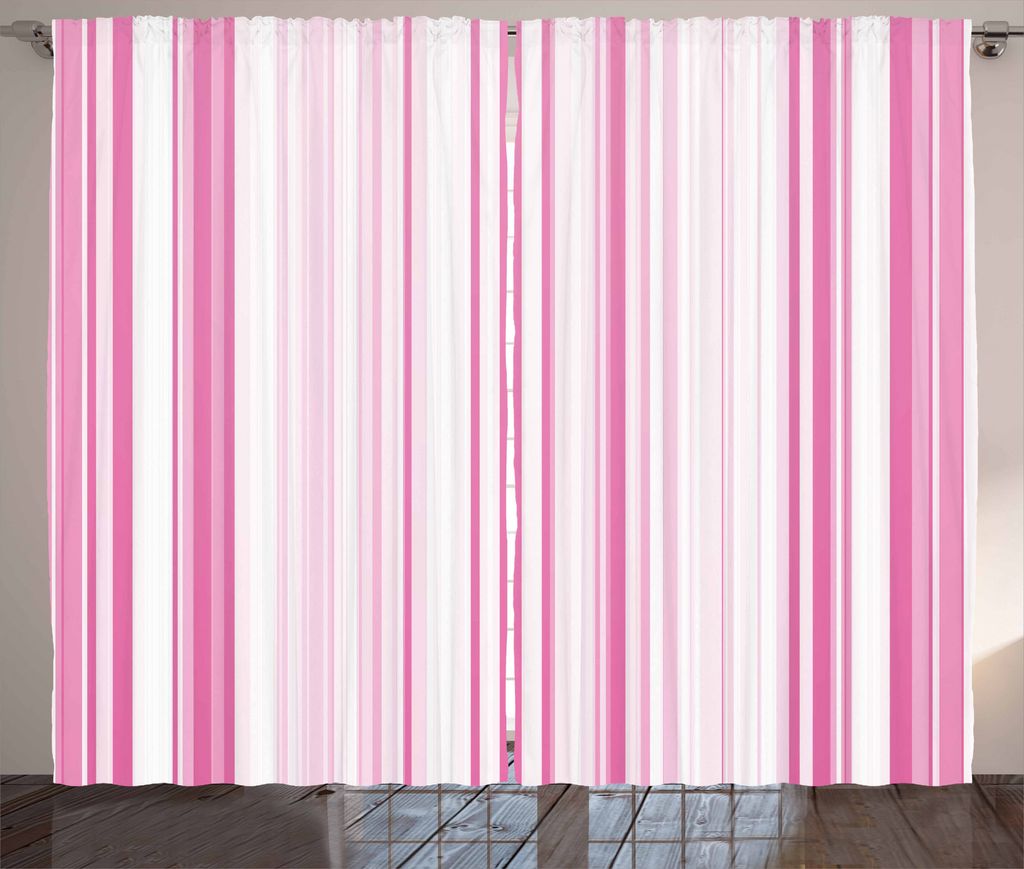 ABAKUHAUS Blassrosa Rustikaler Gardine, Vertikal gestreift, Schlafzimmer Kräuselband Vorhang mit Schlaufen und Haken, 280 x 225 cm, Hellrosa Weiß