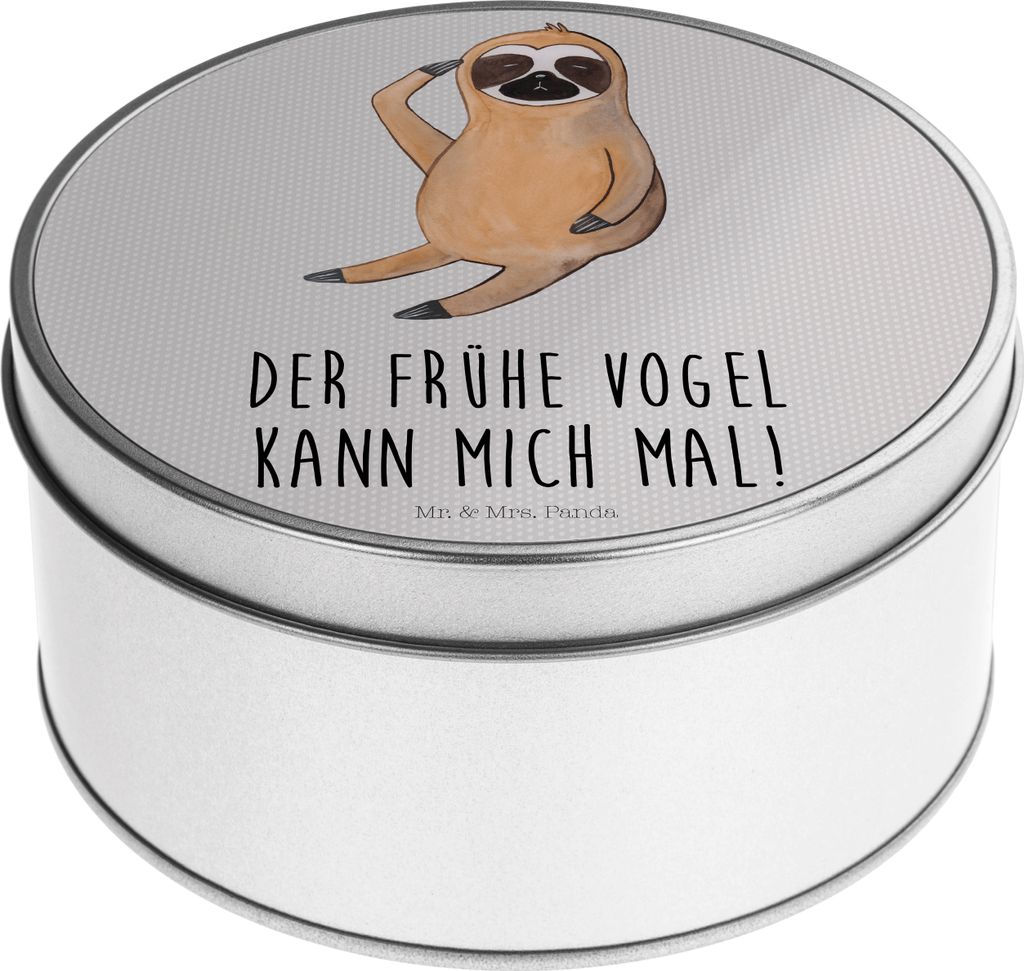Mr. & Mrs. Panda Dose Faultier Vogel - Grau Pastell - Geschenk, Der Frühe, Keksdose, keksdosen, Spinner, Vorratsdose, faul, Kaffeedose, Vorratsdosen