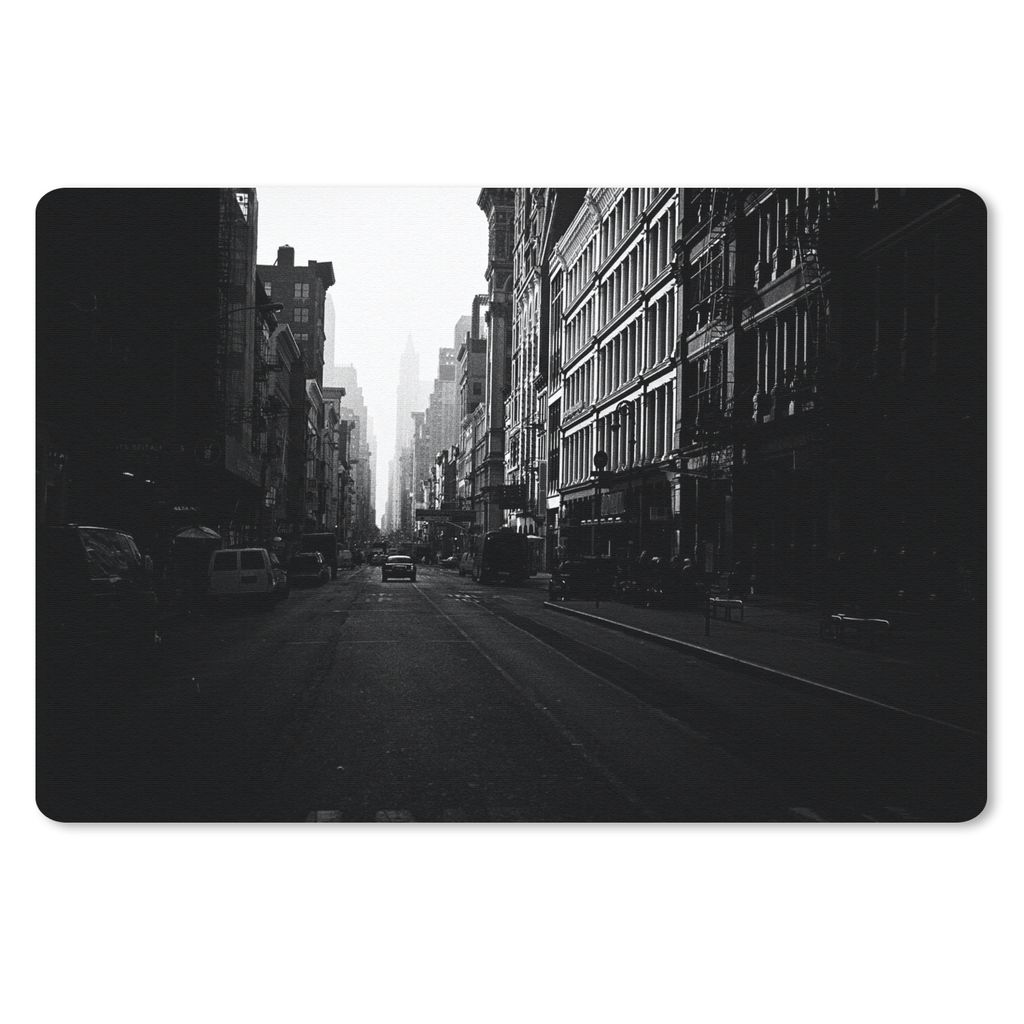 MuchoWow Mauspad Mousepad Autofahrt durch eine ruhige Straße in New York in schwarz-weiß 27x18 cm - Mousepads - Maus Mat - Pad - Mausunterlage ...