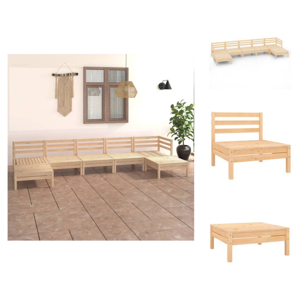 vidaXL 7-tlg. Garten-Lounge-Set Massivholz Kiefer -  Produktbild 