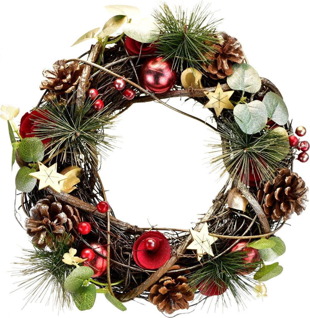 Rattan-Kranz mit Eukalyptuszweigen Ø30 cm