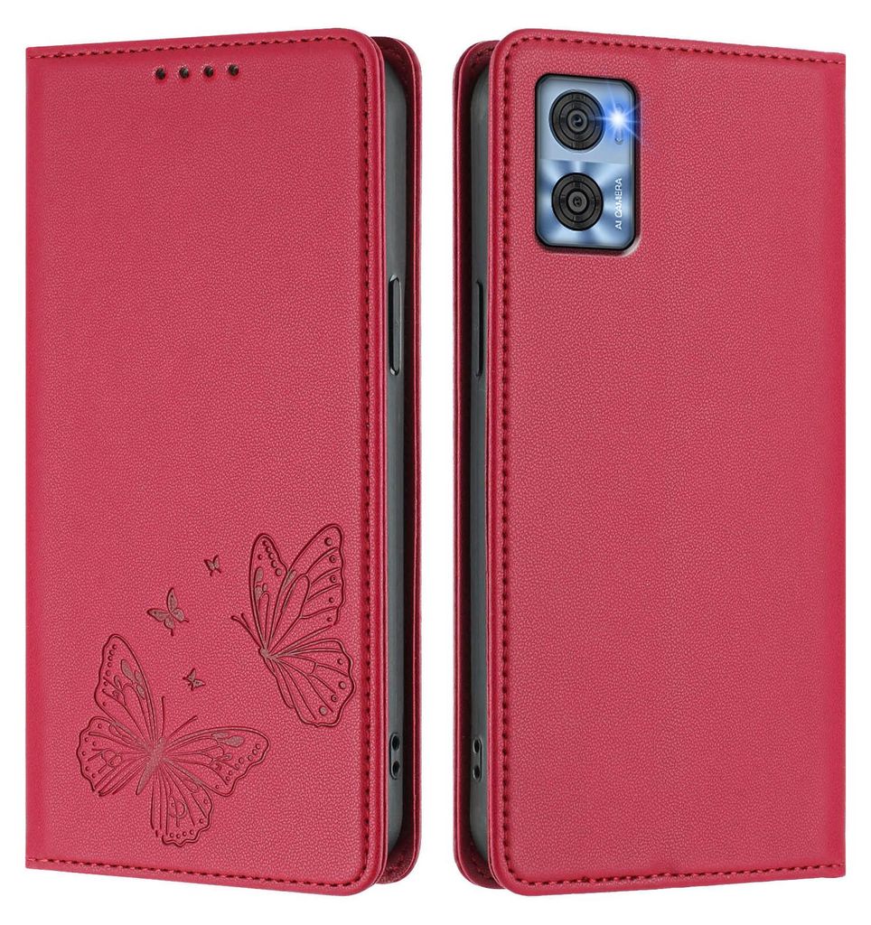 Lederhülle für Motorola Moto E22 / E22i, Schmetterling Produktbild 