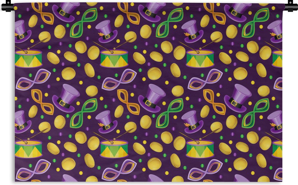 MuchoWow Wandteppich Wandbehang Karneval - Party - Lila - Muster 150x100 cm Tapisserie Dekoration Wandtuch - Waschbar - Tapisserien - Wand-Decke