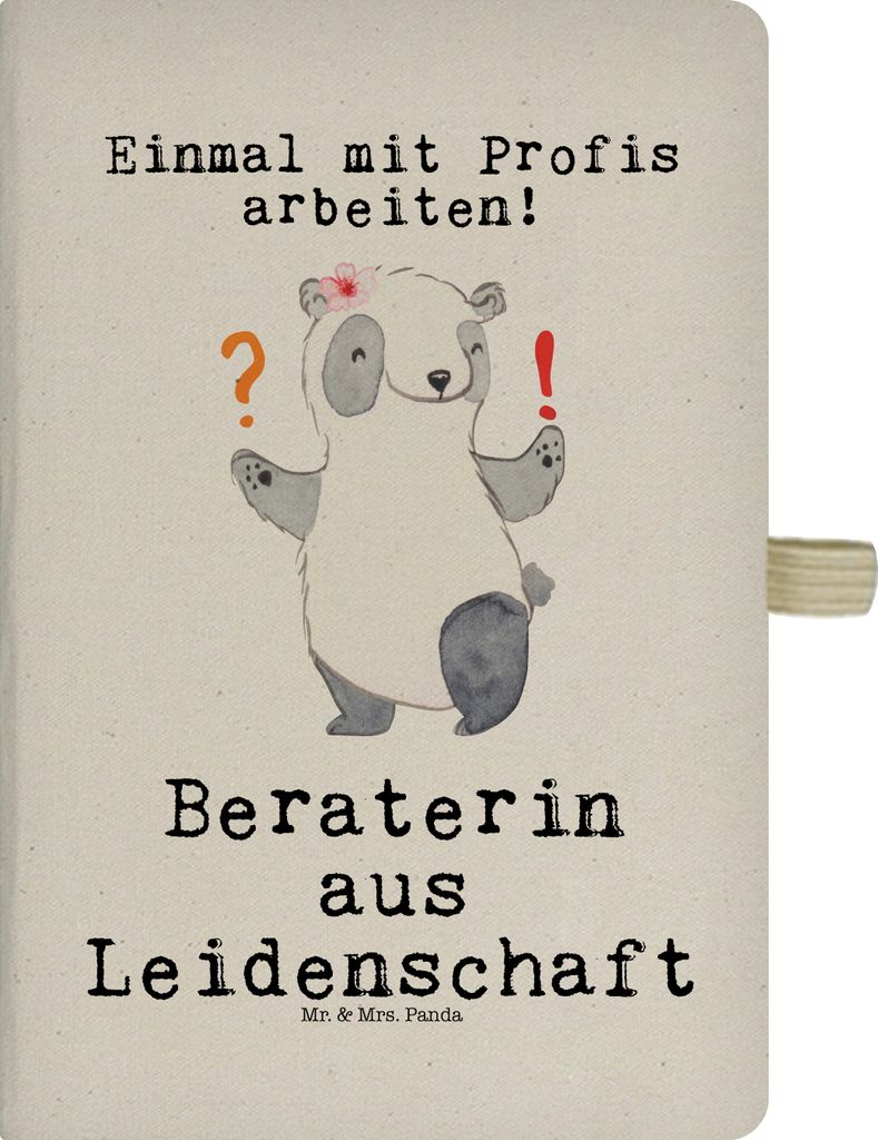 Mr. & Mrs. Panda Kladde Beraterin Leidenschaft - Transparent - Geschenk, Eröffnung, Spruch, Tagebuch, Beruf, Journal, Lustig, Witzig, notizbuch, N...