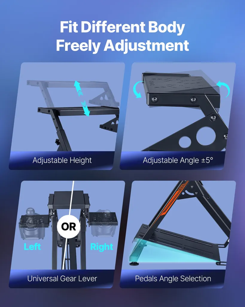 Support Volant Stable pour Éviter les Glissements de Pédales en Simulation