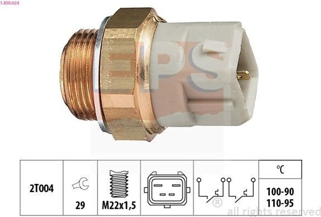EPS 1.850.624 Temperaturschalter Kühlerlüfter Thermoschalter für FORD TRANSIT Bus (FD, FB, FS, FZ, FC) TRANSIT Kasten (FA) FIESTA III (GFJ)