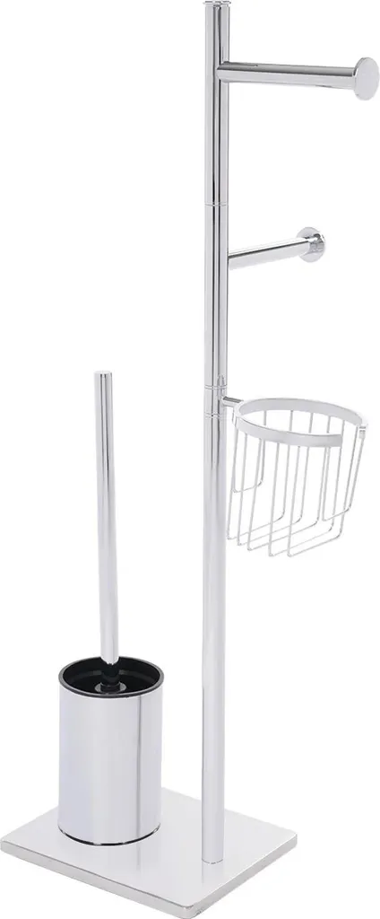 Support papier toilette avec brosse WC inox 201/304 argenté 20x16cm