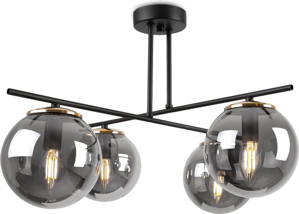 Schwarze Loft Hängelampe – Deckenlampe Kronleuchter mit Schirmen im modernen Industrie Stil
