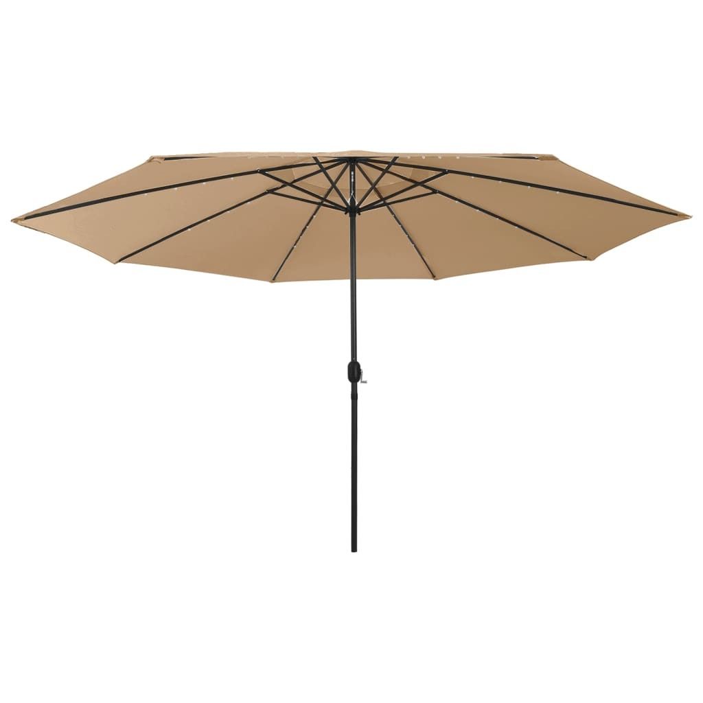The Living Store Sonnenschirm mit LED-Leuchten und Metallmast 400 cm Taupe