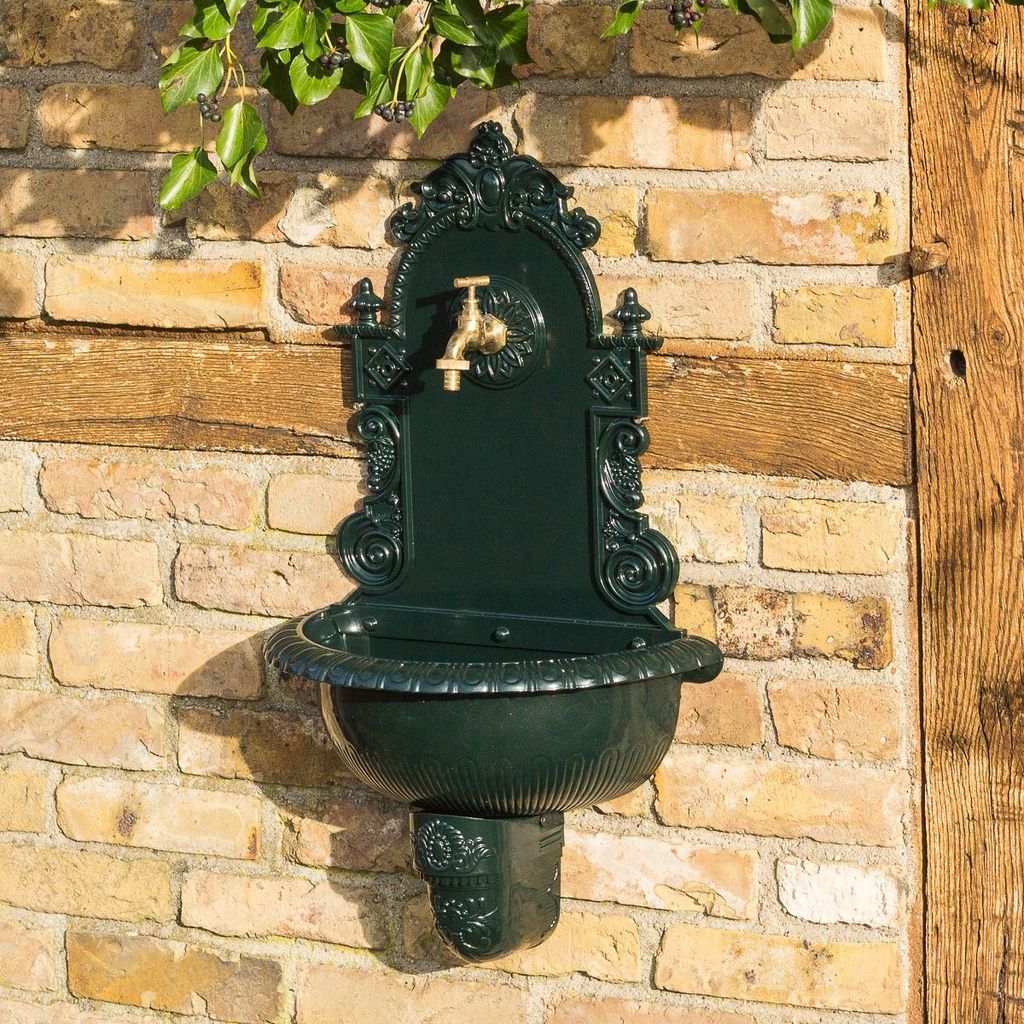 Wandbrunnen mit Schlauchanschluss, Gartenbrunnen, Waschbecken, Zapfstelle