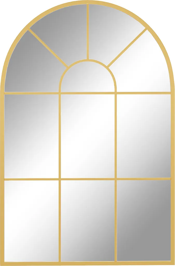 Fortuna Lai Specchio da parete Specchio da finestra 91 x 60 cm decorativo con cornice in metallo Specchio da appendere per soggiorno camera da letto in oro